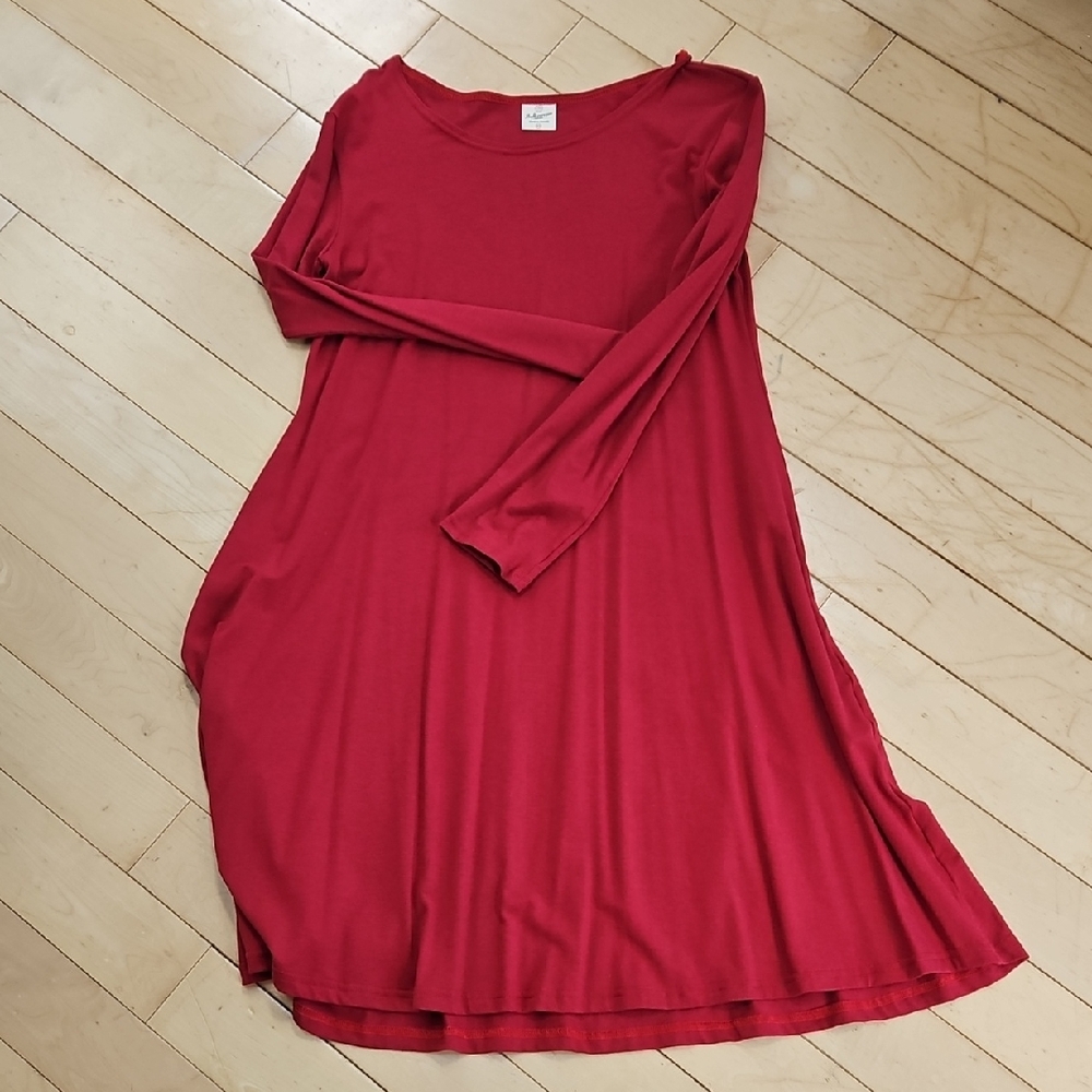 Buttercream Clothing - Scarlet Red Long Sleeve Swing Dress